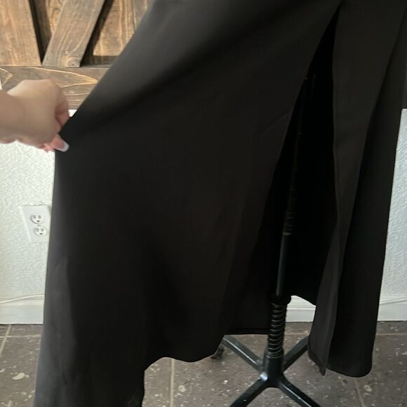 Sexy Sleeveless One Shoulder Ruffle High Split Party Evening Long Formal Dress - Picture 6 of 12